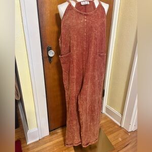 Zenana Outfitters Terracotta Overalls